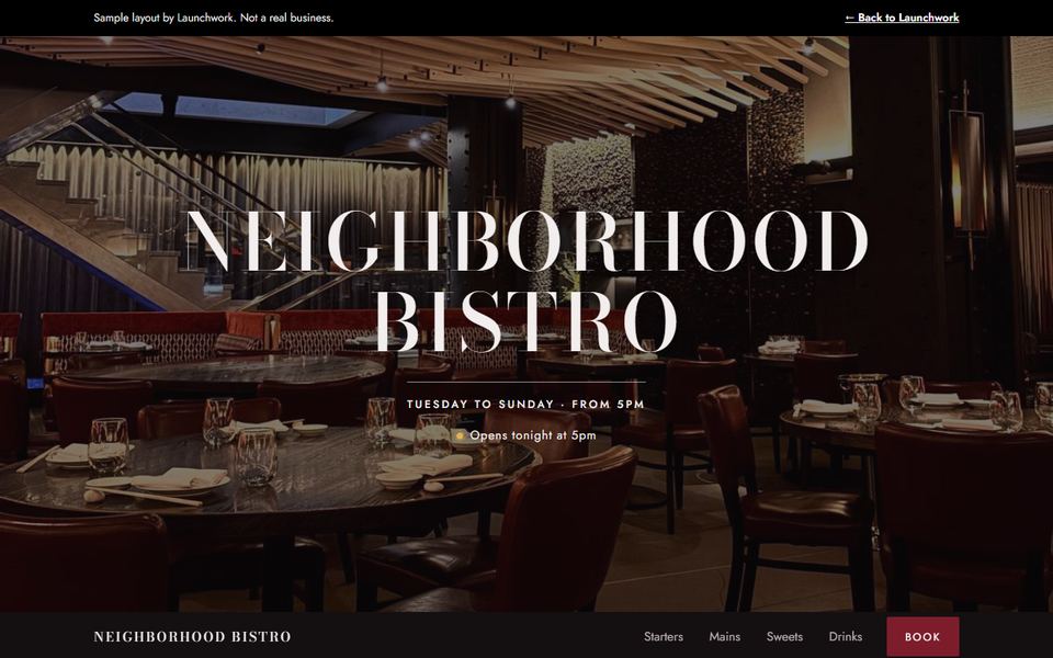 The bistro sample on a laptop